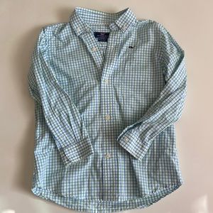 Vineyard Vines Whale Shirt size 3T long sleeves with blue, green and white plaid